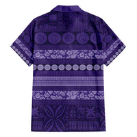 Fiji Marau na Kerisimasi Family Matching Long Sleeve Bodycon Dress and Hawaiian Shirt Purple Tapa Masi Inspired Christmas - Polynesian Pride