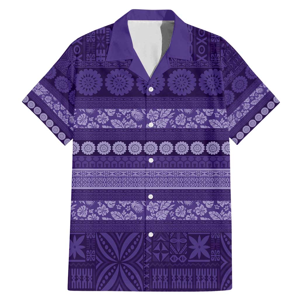 Fiji Marau na Kerisimasi Family Matching Mermaid Dress and Hawaiian Shirt Purple Tapa Masi Inspired Christmas - Polynesian Pride