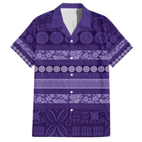 Fiji Marau na Kerisimasi Family Matching Off Shoulder Maxi Dress and Hawaiian Shirt Purple Tapa Masi Inspired Christmas - Polynesian Pride