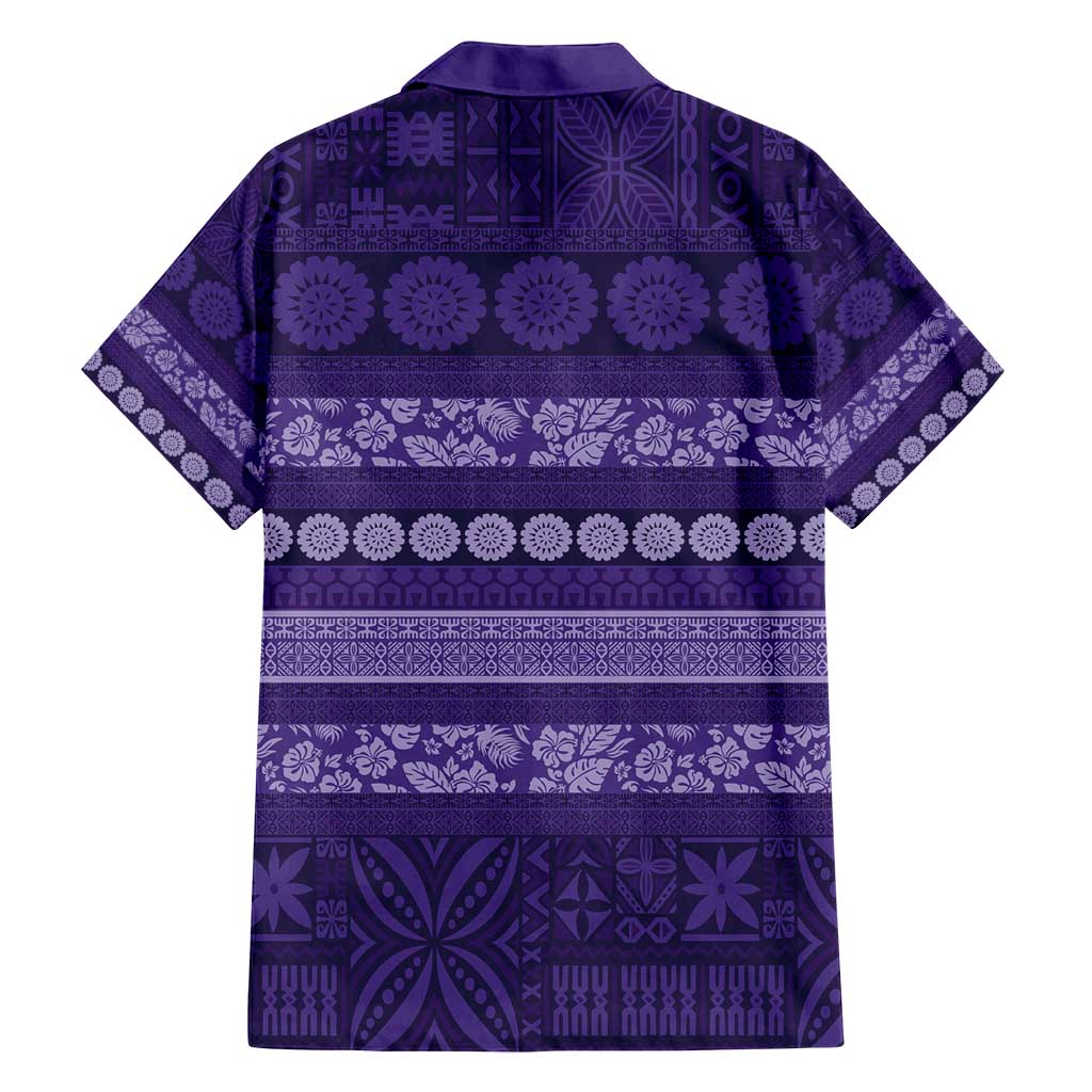 Fiji Marau na Kerisimasi Family Matching Off Shoulder Maxi Dress and Hawaiian Shirt Purple Tapa Masi Inspired Christmas - Polynesian Pride