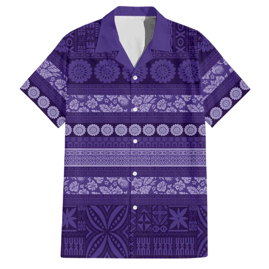 Fiji Marau na Kerisimasi Family Matching Puletasi and Hawaiian Shirt Purple Tapa Masi Inspired Christmas - Polynesian Pride