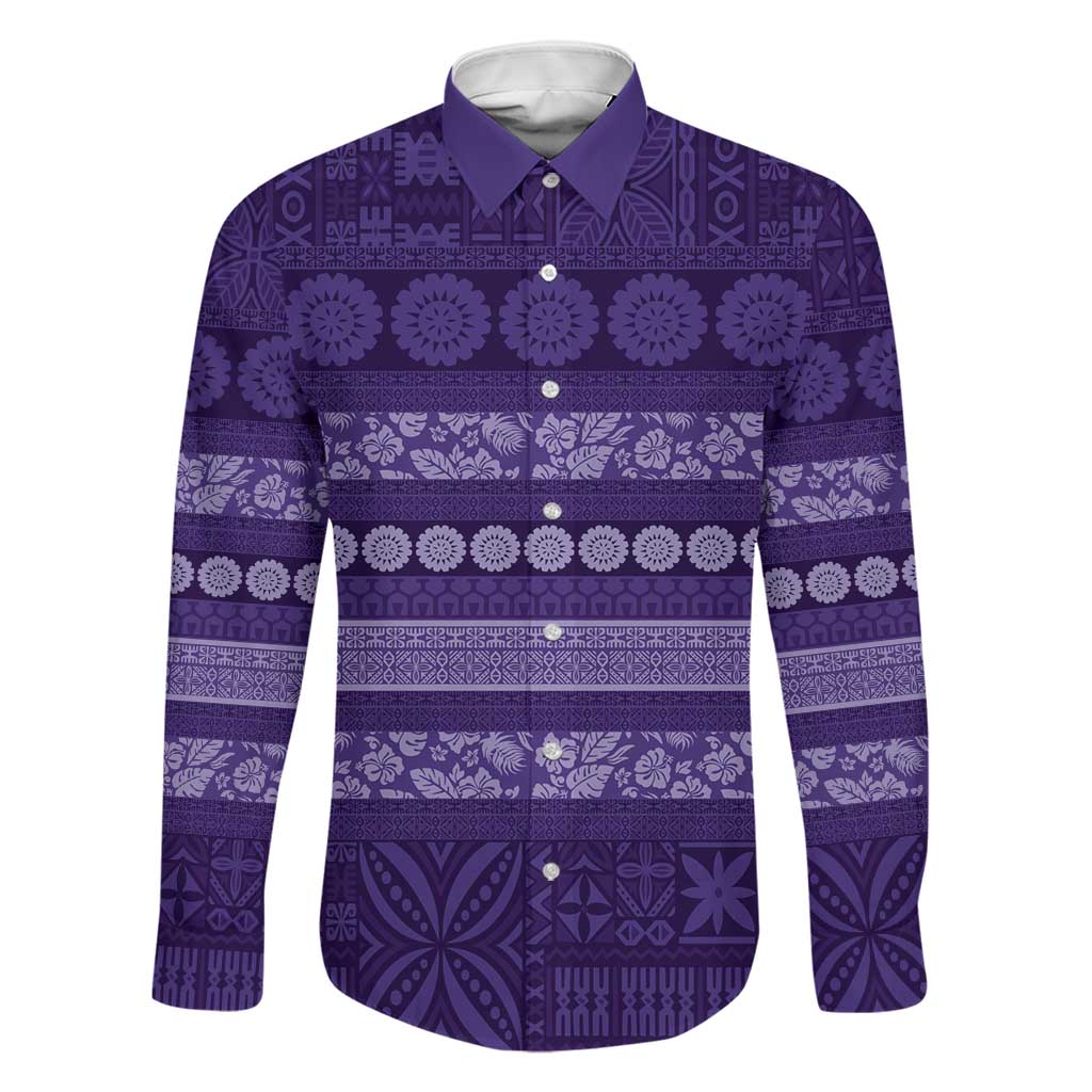 Fiji Marau na Kerisimasi Family Matching Puletasi and Hawaiian Shirt Purple Tapa Masi Inspired Christmas - Polynesian Pride