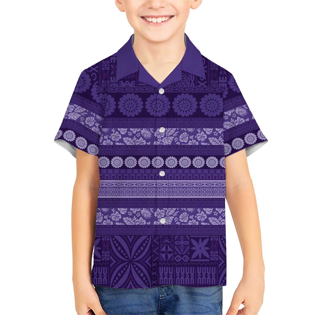 Fiji Marau na Kerisimasi Family Matching Puletasi and Hawaiian Shirt Purple Tapa Masi Inspired Christmas - Polynesian Pride