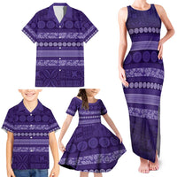 Fiji Marau na Kerisimasi Family Matching Tank Maxi Dress and Hawaiian Shirt Purple Tapa Masi Inspired Christmas - Polynesian Pride