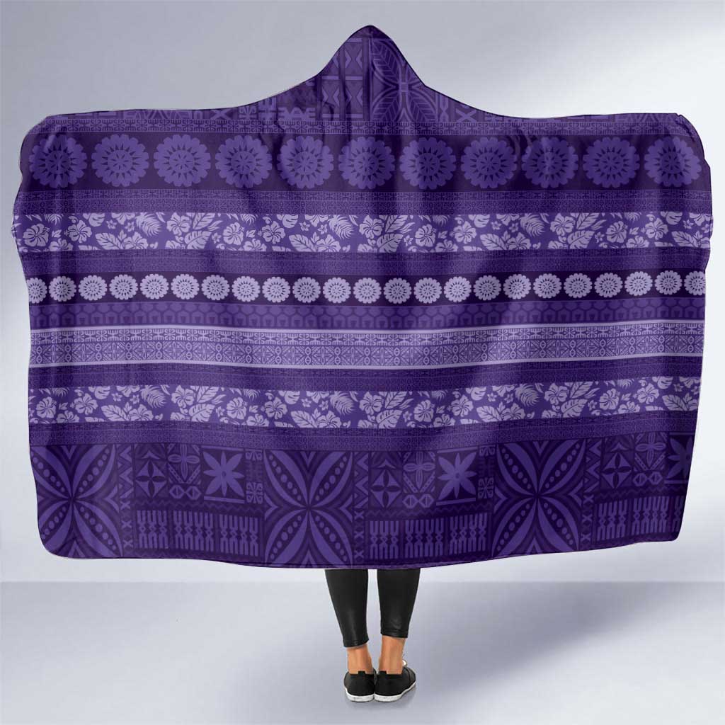 Fiji Marau na Kerisimasi Hooded Blanket Purple Tapa Masi Inspired Christmas LT9 One Size Purple - Polynesian Pride
