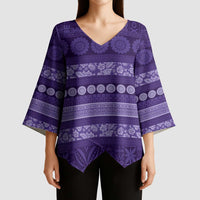 Fiji Marau na Kerisimasi Kimono Sleeve Blouse Purple Tapa Masi Inspired Christmas LT9 - Polynesian Pride