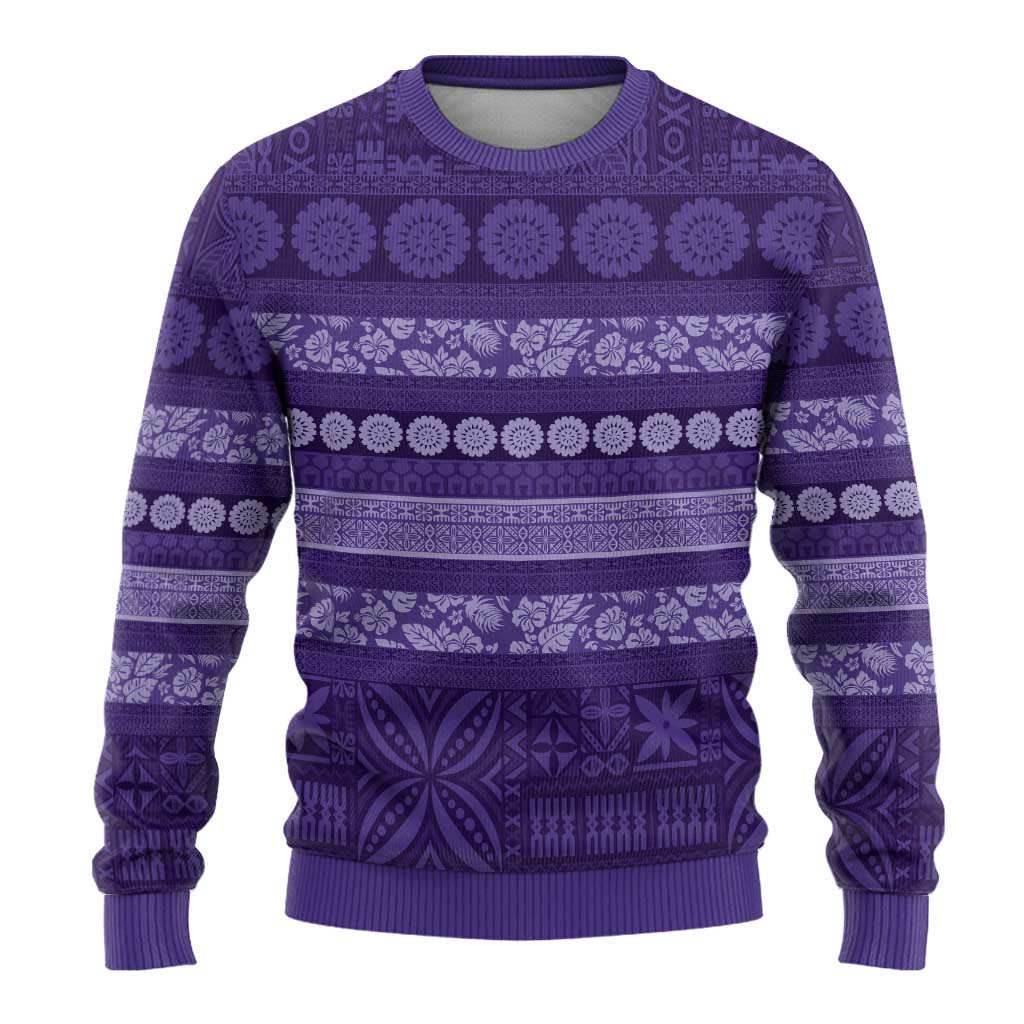 Fiji Marau na Kerisimasi Ugly Christmas Sweater Purple Tapa Masi Inspired Christmas - Polynesian Pride