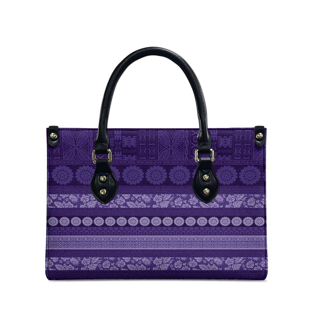 Fiji Marau na Kerisimasi Leather Bag Purple Tapa Masi Inspired Christmas - Polynesian Pride