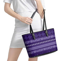 Fiji Marau na Kerisimasi Leather Tote Bag Purple Tapa Masi Inspired Christmas LT9 - Polynesian Pride
