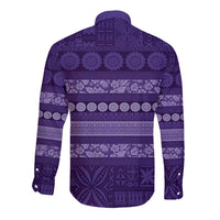 Fiji Marau na Kerisimasi Long Sleeve Button Shirt Purple Tapa Masi Inspired Christmas LT9 - Polynesian Pride