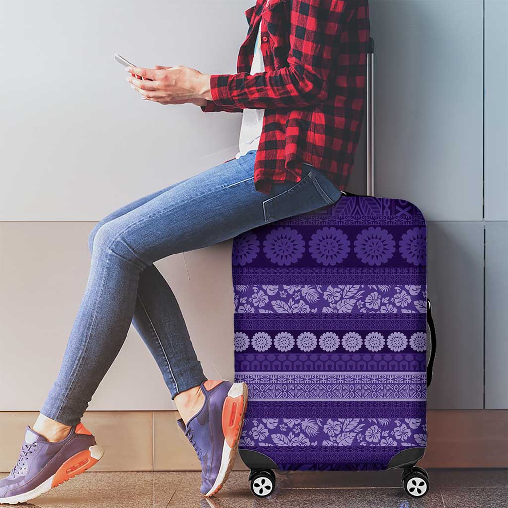 Fiji Marau na Kerisimasi Luggage Cover Purple Tapa Masi Inspired Christmas - Polynesian Pride