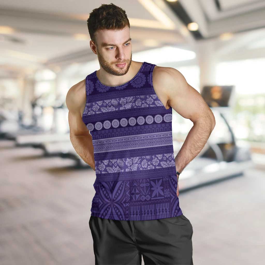 Fiji Marau na Kerisimasi Men Tank Top Purple Tapa Masi Inspired Christmas LT9 Purple - Polynesian Pride