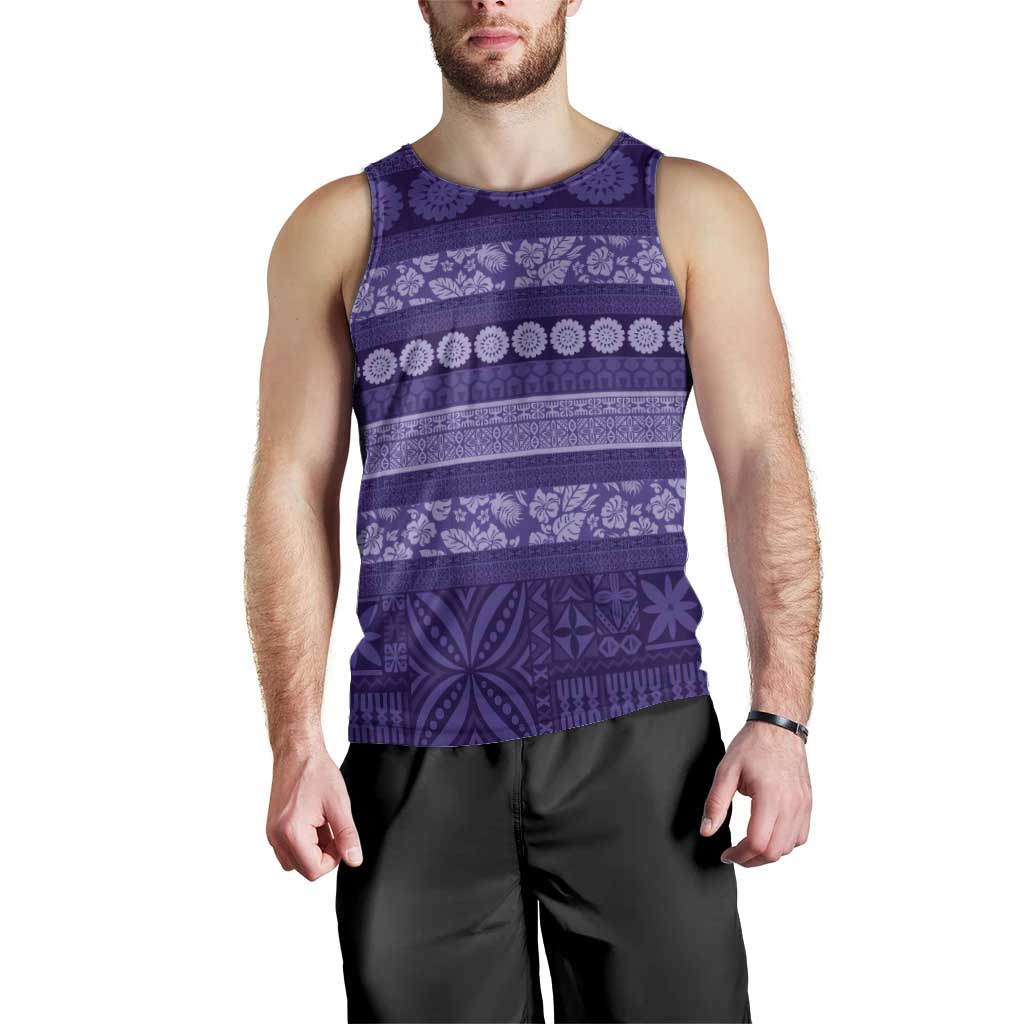 Fiji Marau na Kerisimasi Men Tank Top Purple Tapa Masi Inspired Christmas LT9 - Polynesian Pride