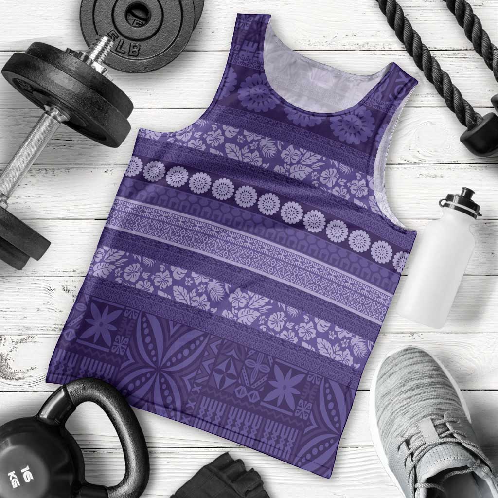 Fiji Marau na Kerisimasi Men Tank Top Purple Tapa Masi Inspired Christmas LT9 - Polynesian Pride