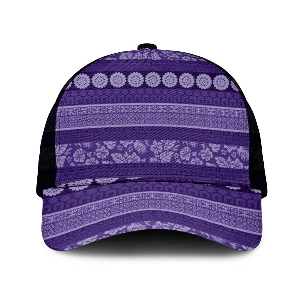 Fiji Marau na Kerisimasi Mesh Trucker Cap Purple Tapa Masi Inspired Christmas - Polynesian Pride