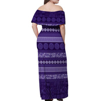 Fiji Marau na Kerisimasi Off Shoulder Maxi Dress Purple Tapa Masi Inspired Christmas - Polynesian Pride