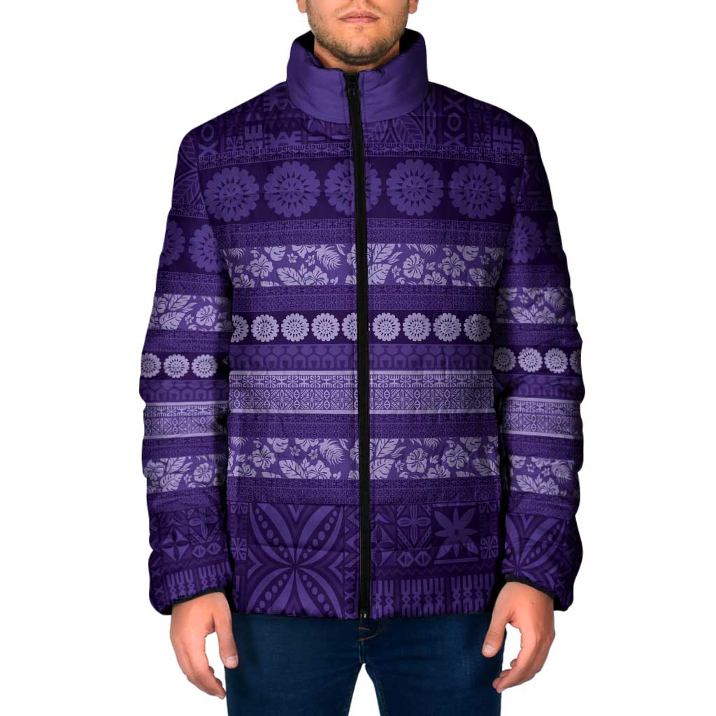 Fiji Marau na Kerisimasi Padded Jacket Purple Tapa Masi Inspired Christmas LT9 Men Purple - Polynesian Pride
