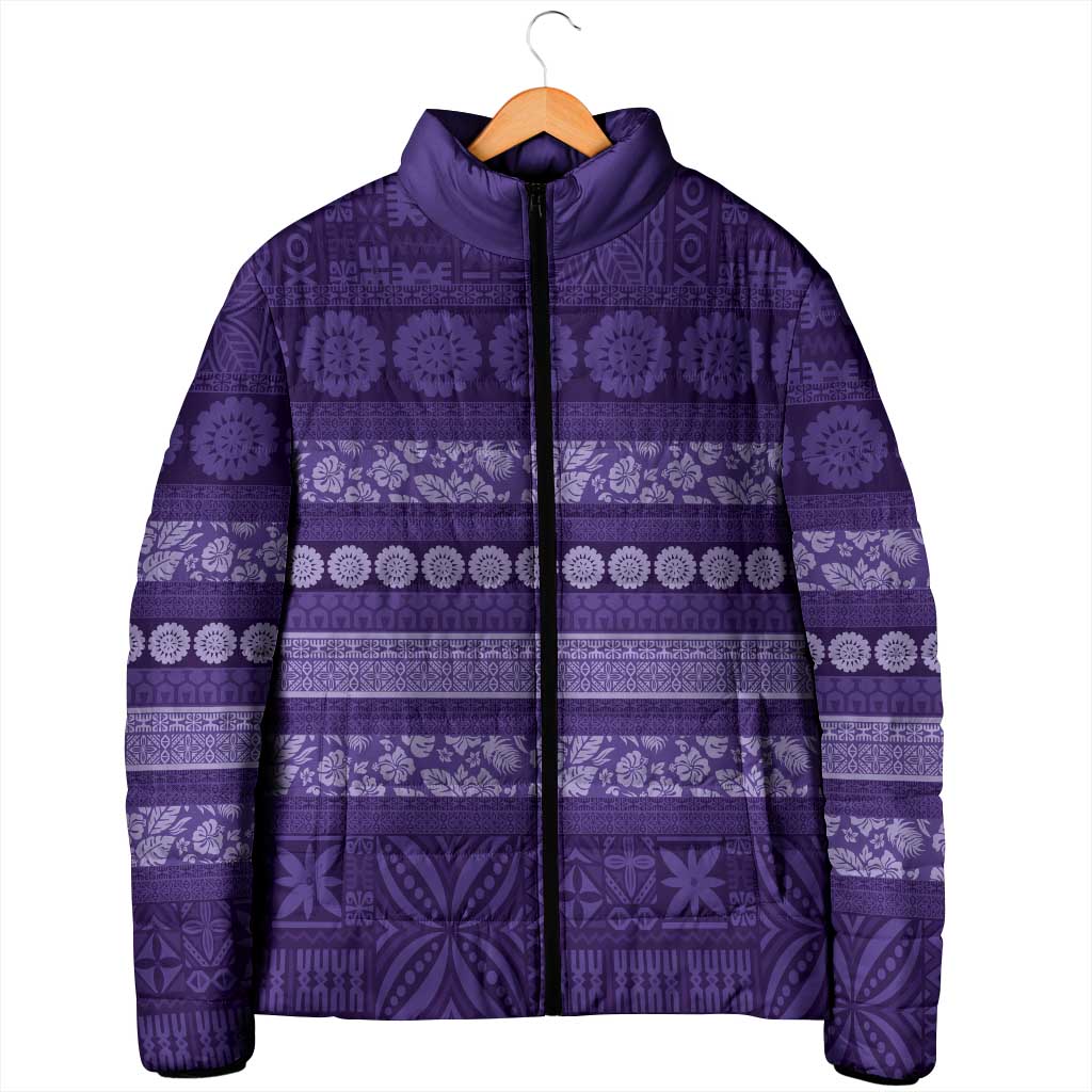 Fiji Marau na Kerisimasi Padded Jacket Purple Tapa Masi Inspired Christmas LT9 - Polynesian Pride