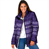 Fiji Marau na Kerisimasi Padded Jacket Purple Tapa Masi Inspired Christmas LT9 Women Purple - Polynesian Pride