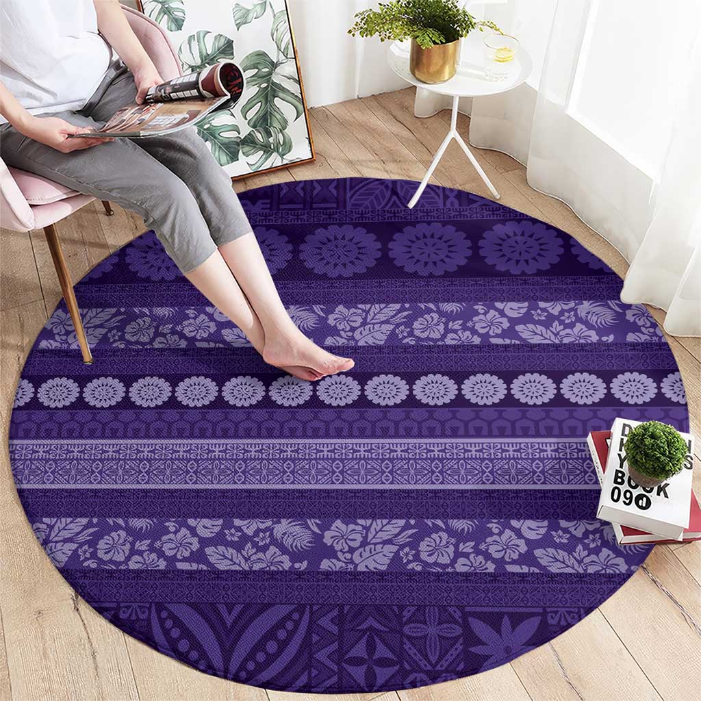 Fiji Marau na Kerisimasi Round Carpet Purple Tapa Masi Inspired Christmas - Polynesian Pride
