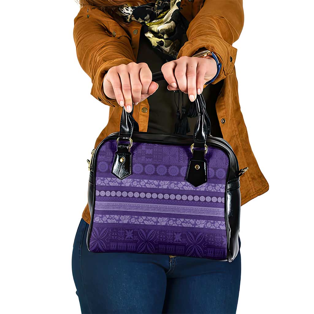 Fiji Marau na Kerisimasi Shoulder Handbag Purple Tapa Masi Inspired Christmas LT9 One Size Purple - Polynesian Pride
