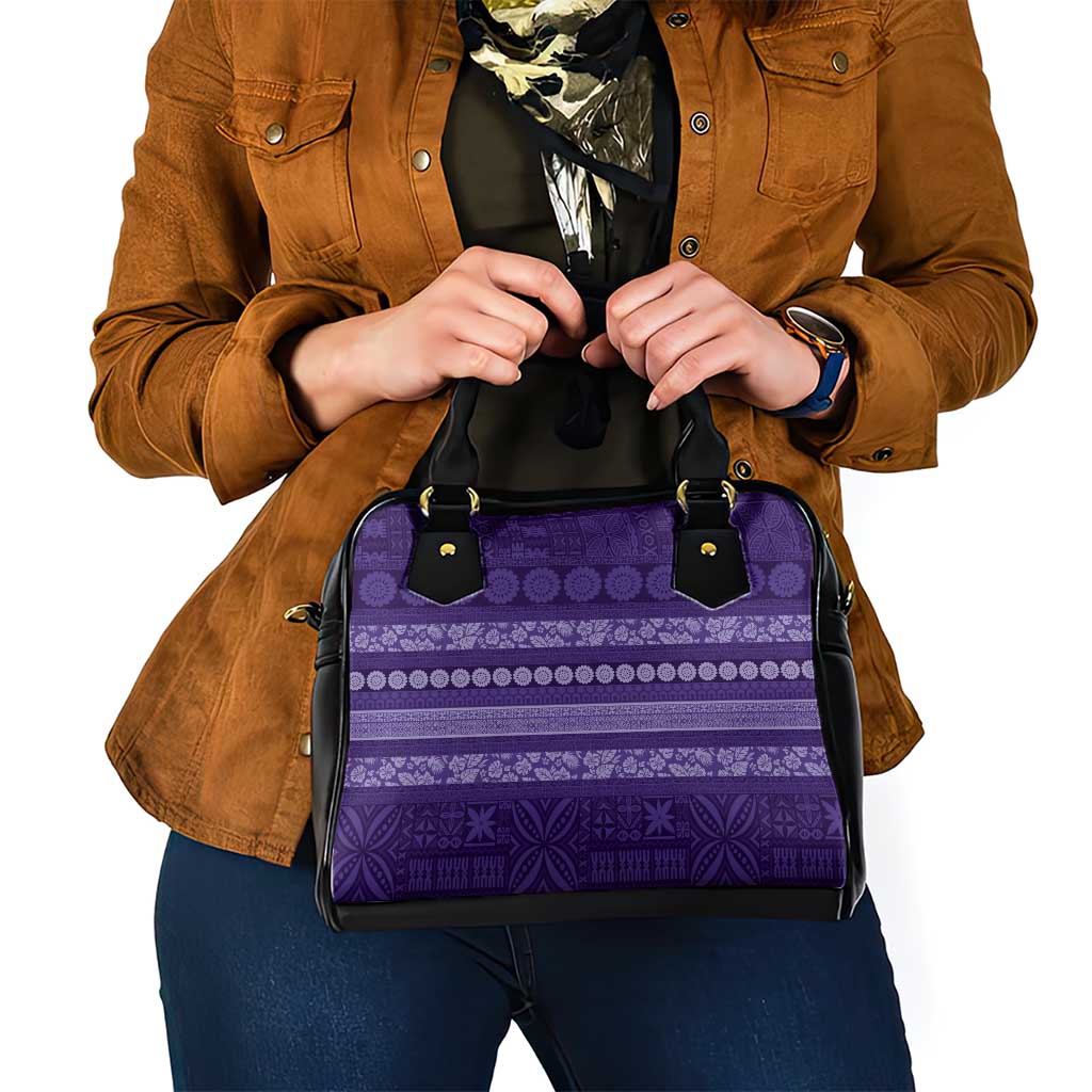 Fiji Marau na Kerisimasi Shoulder Handbag Purple Tapa Masi Inspired Christmas LT9 - Polynesian Pride