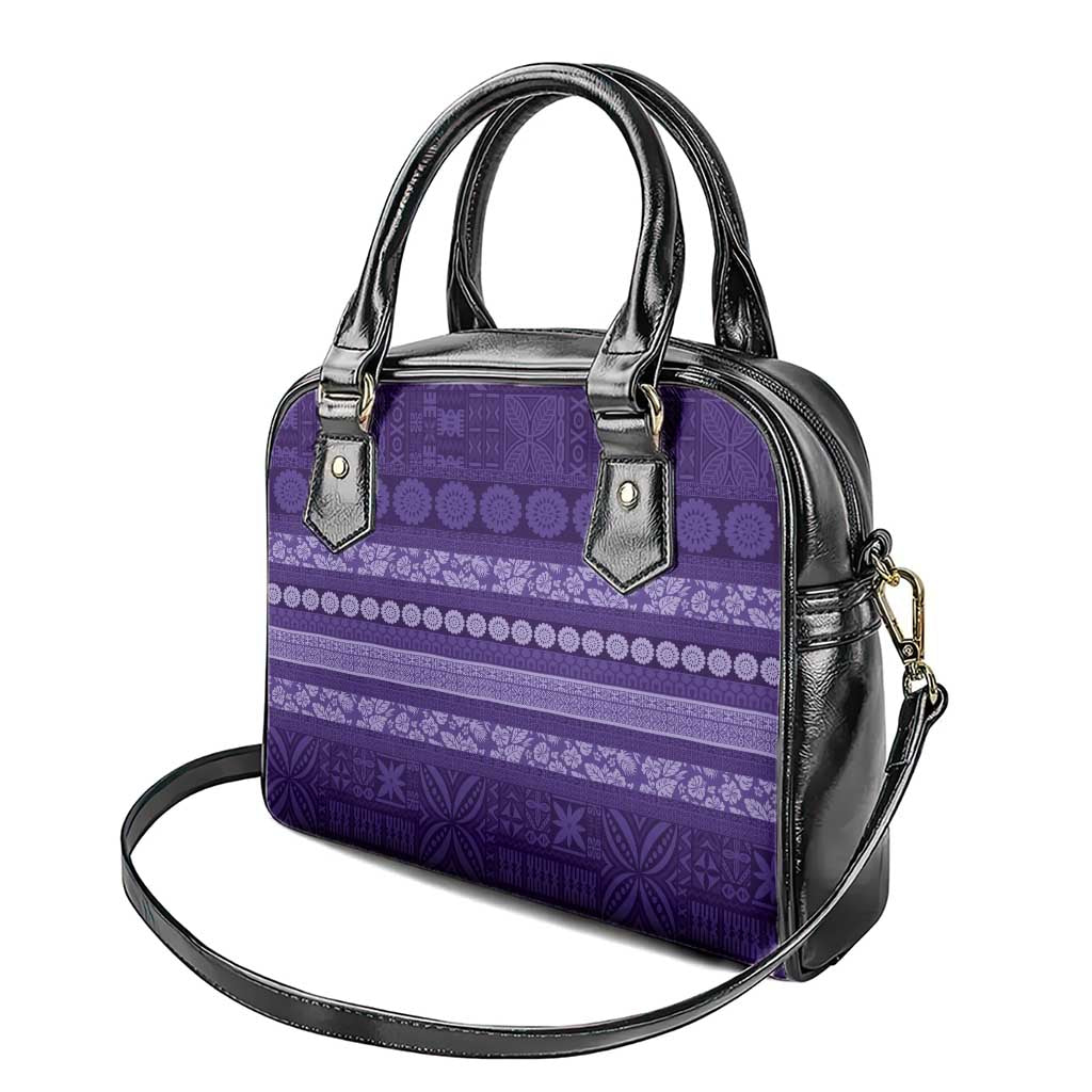 Fiji Marau na Kerisimasi Shoulder Handbag Purple Tapa Masi Inspired Christmas LT9 - Polynesian Pride
