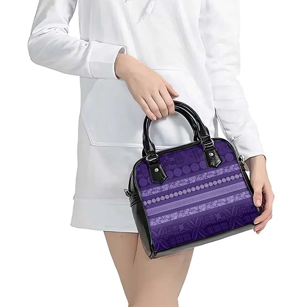 Fiji Marau na Kerisimasi Shoulder Handbag Purple Tapa Masi Inspired Christmas LT9 - Polynesian Pride