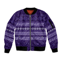 Fiji Marau na Kerisimasi Sleeve Zip Bomber Jacket Purple Tapa Masi Inspired Christmas LT9 Unisex Purple - Polynesian Pride