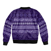 Fiji Marau na Kerisimasi Sleeve Zip Bomber Jacket Purple Tapa Masi Inspired Christmas LT9 - Polynesian Pride