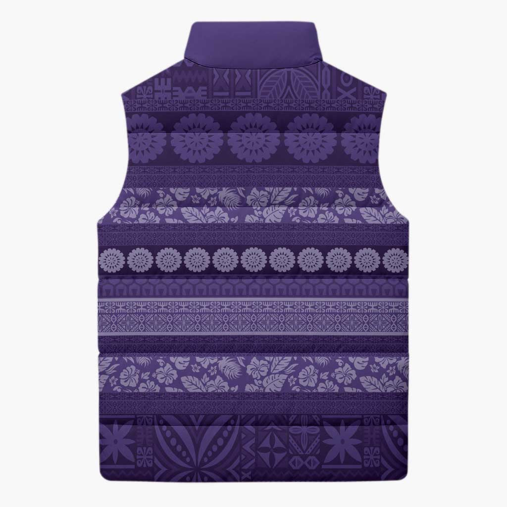 Fiji Marau na Kerisimasi Sleeveless Puffer Jacket Purple Tapa Masi Inspired Christmas LT9 - Polynesian Pride