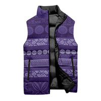 Fiji Marau na Kerisimasi Sleeveless Puffer Jacket Purple Tapa Masi Inspired Christmas LT9 - Polynesian Pride