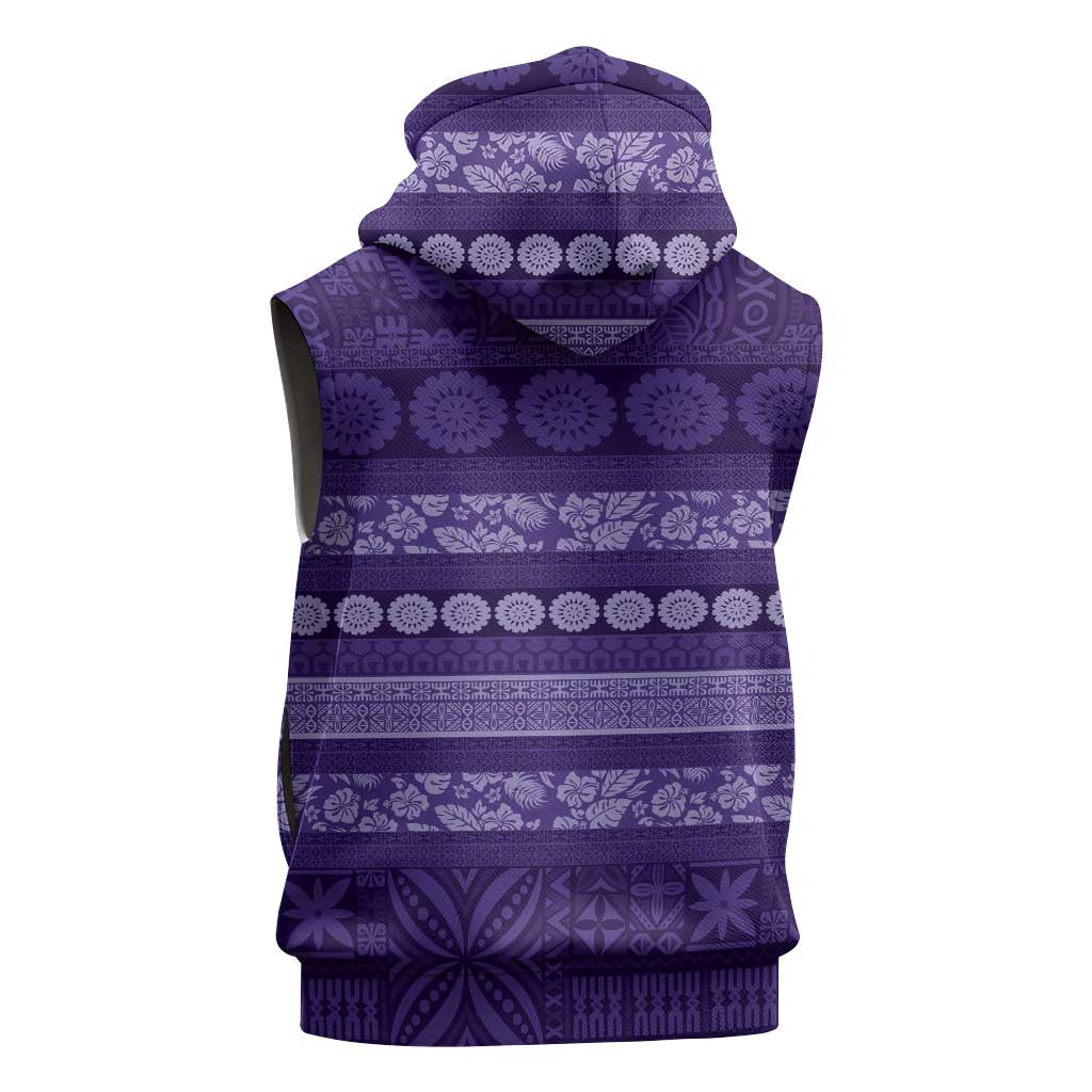Fiji Marau na Kerisimasi Sleeveless Zip Hoodie Purple Tapa Masi Inspired Christmas LT9 - Polynesian Pride