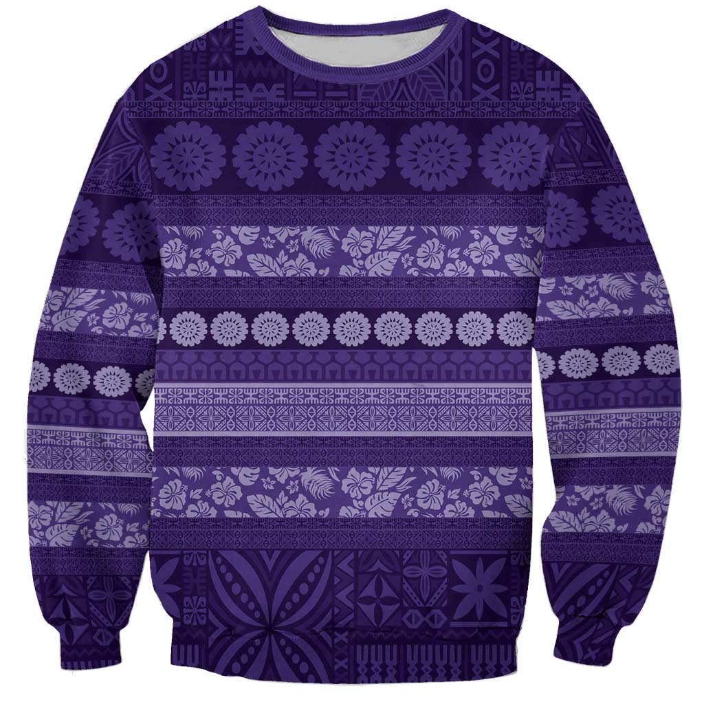 Fiji Marau na Kerisimasi Sweatshirt Purple Tapa Masi Inspired Christmas LT9 Unisex Purple - Polynesian Pride