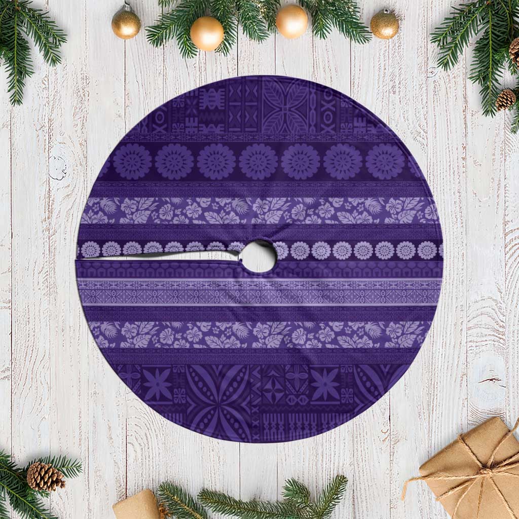 Fiji Marau na Kerisimasi Tree Skirt Purple Tapa Masi Inspired Christmas LT9 Casual Purple - Polynesian Pride