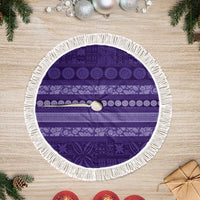 Fiji Marau na Kerisimasi Tree Skirt Purple Tapa Masi Inspired Christmas LT9 Fringed Purple - Polynesian Pride