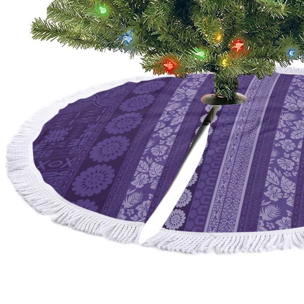 Fiji Marau na Kerisimasi Tree Skirt Purple Tapa Masi Inspired Christmas LT9 - Polynesian Pride