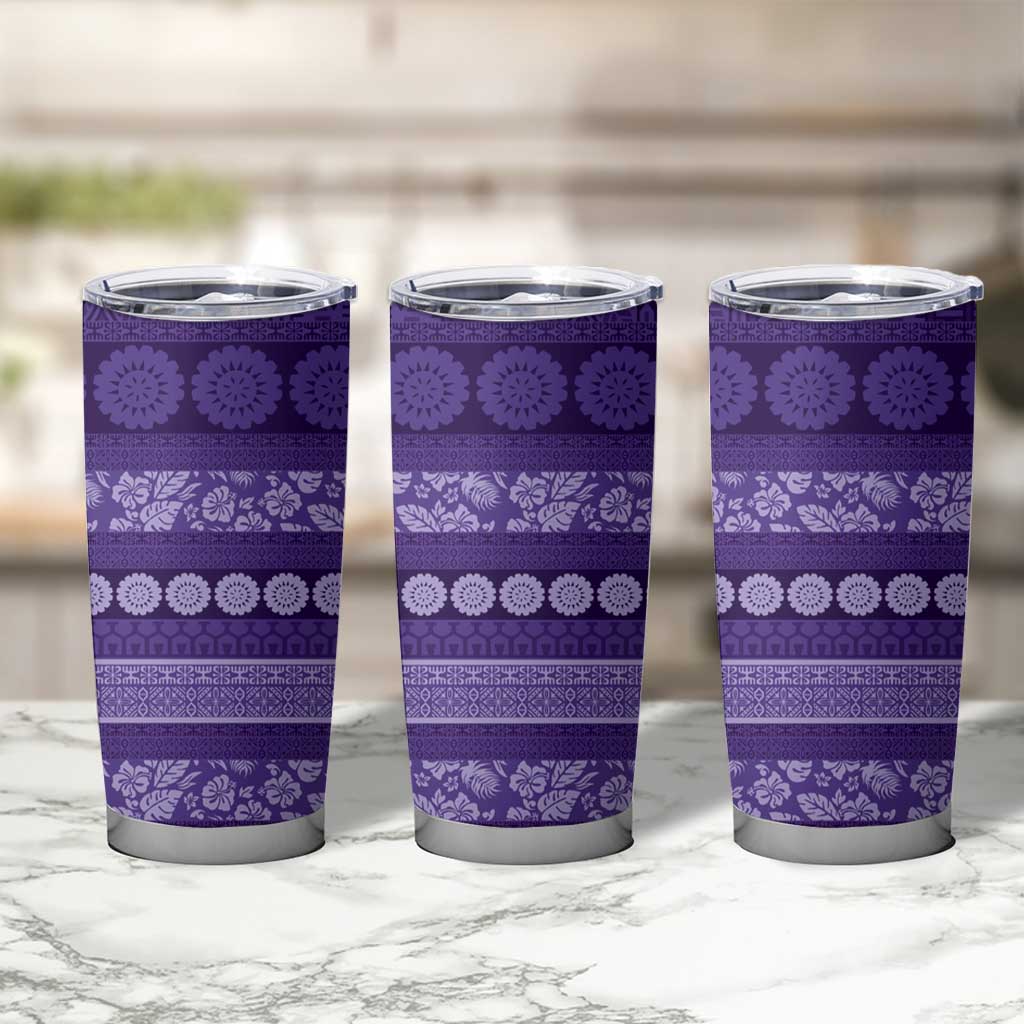 Fiji Marau na Kerisimasi Tumbler Cup Purple Tapa Masi Inspired Christmas - Polynesian Pride