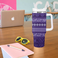 Fiji Marau na Kerisimasi Tumbler With Handle Purple Tapa Masi Inspired Christmas - Polynesian Pride