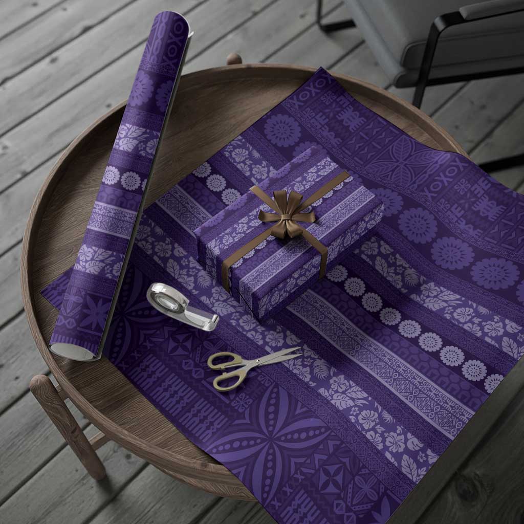 Fiji Marau na Kerisimasi Wrapping Paper Purple Tapa Masi Inspired Christmas LT9 - Polynesian Pride