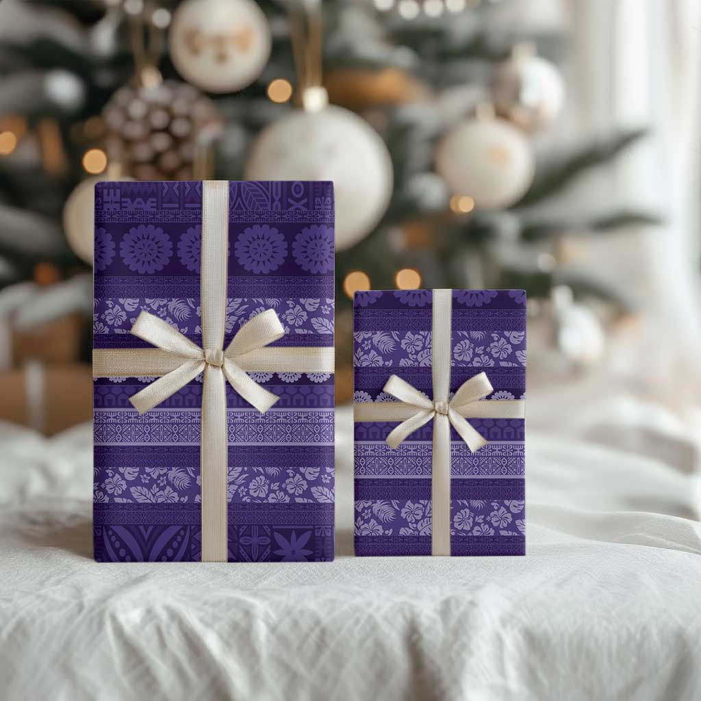 Fiji Marau na Kerisimasi Wrapping Paper Purple Tapa Masi Inspired Christmas LT9 - Polynesian Pride