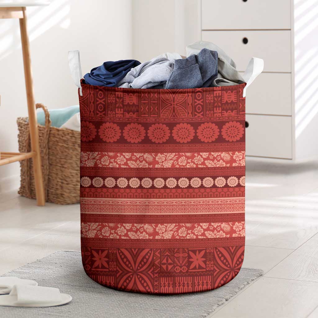 Fiji Marau na Kerisimasi Laundry Basket Red Tapa Masi Inspired Christmas LT9 Red - Polynesian Pride