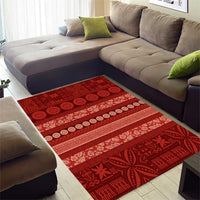 Fiji Marau na Kerisimasi Area Rug Red Tapa Masi Inspired Christmas - Polynesian Pride