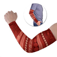 Fiji Marau na Kerisimasi Arm Sleeves Red Tapa Masi Inspired Christmas LT9 Set of 2 Red - Polynesian Pride