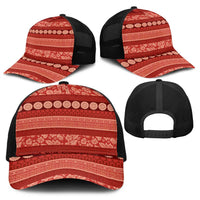 Fiji Marau na Kerisimasi Baseball Net Cap Red Tapa Masi Inspired Christmas - Polynesian Pride