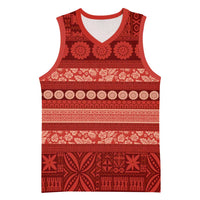Fiji Marau na Kerisimasi Basketball Jersey Red Tapa Masi Inspired Christmas LT9 Unisex Red - Polynesian Pride