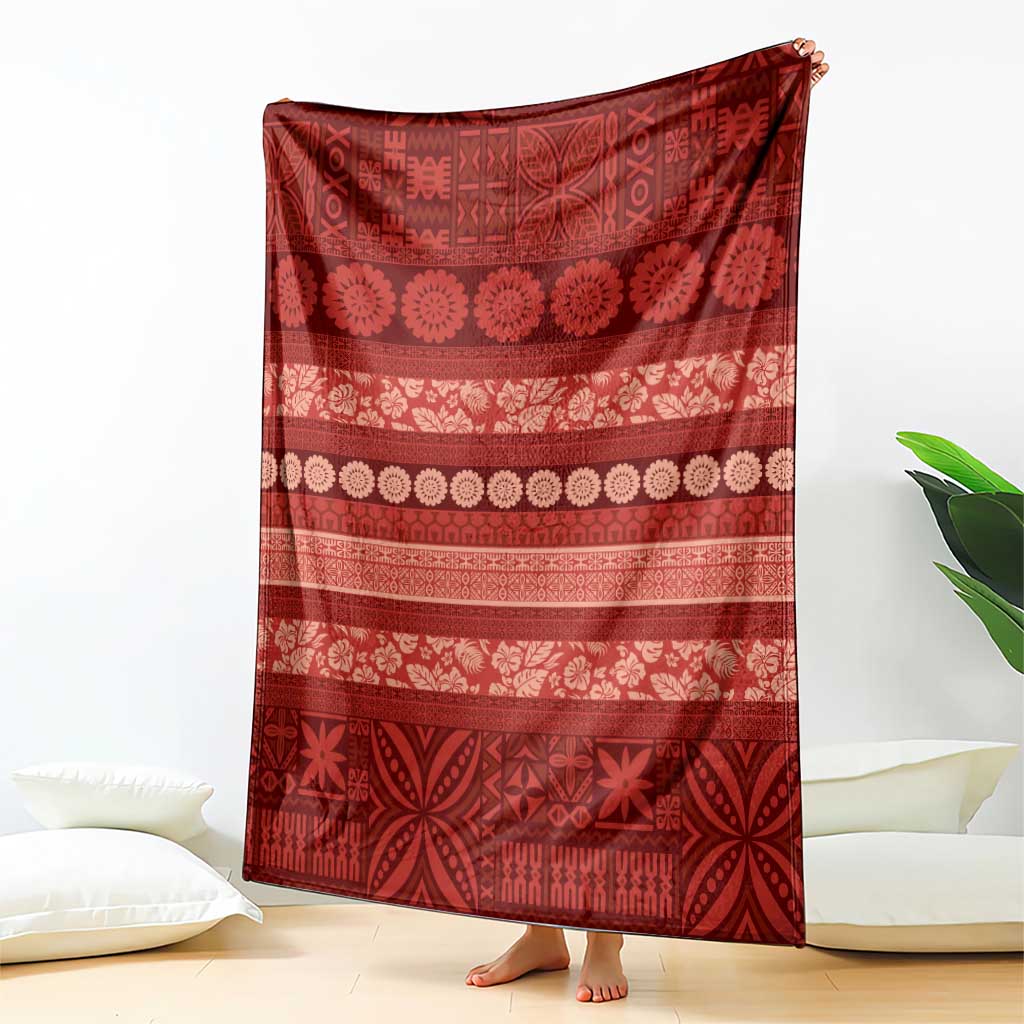 Fiji Marau na Kerisimasi Blanket Red Tapa Masi Inspired Christmas - Polynesian Pride