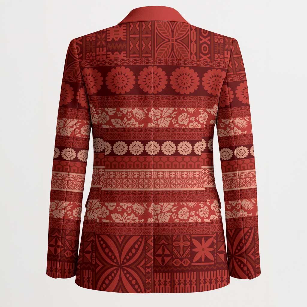 Fiji Marau na Kerisimasi Blazer Red Tapa Masi Inspired Christmas - Polynesian Pride