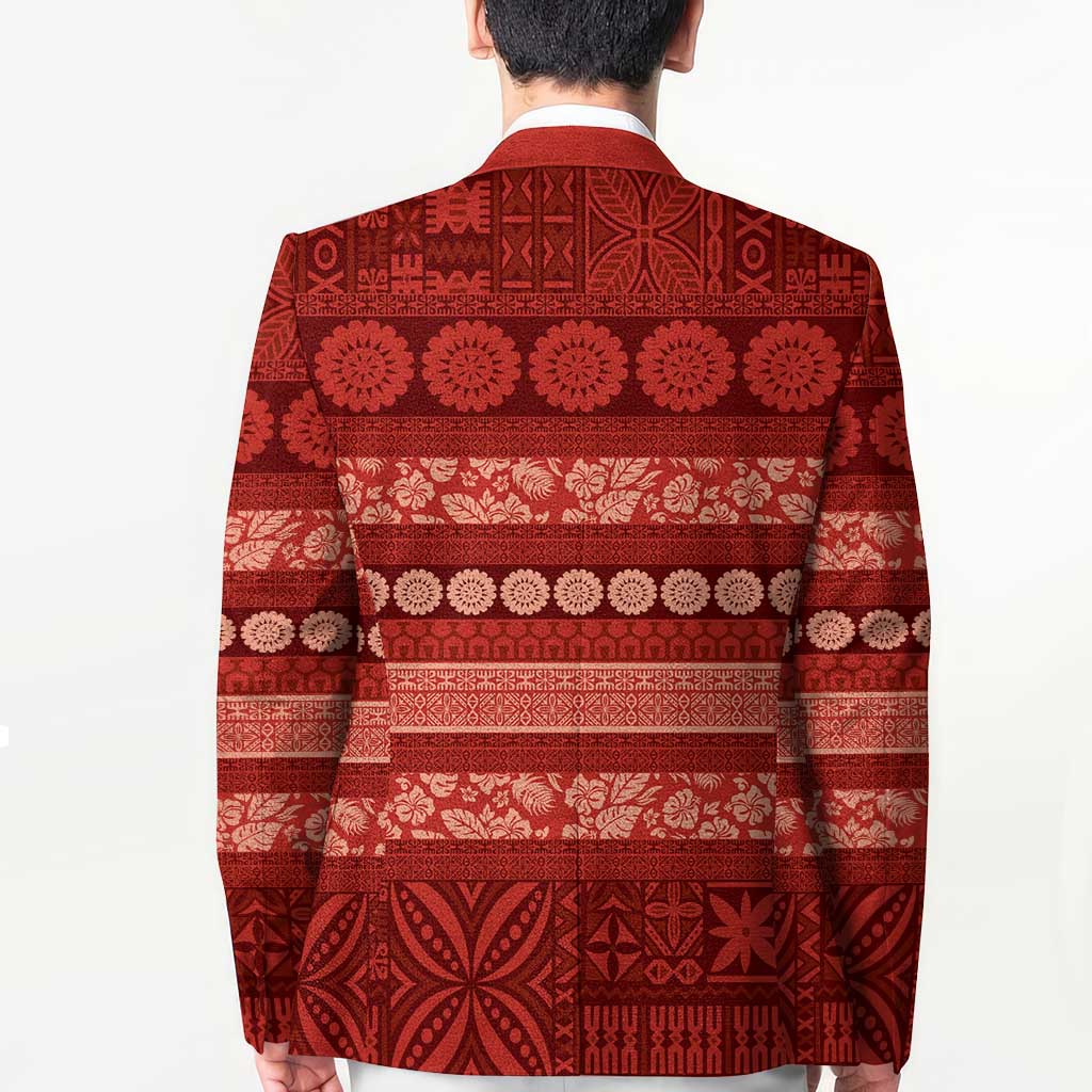 Fiji Marau na Kerisimasi Blazer Red Tapa Masi Inspired Christmas - Polynesian Pride