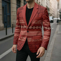 Fiji Marau na Kerisimasi Blazer Red Tapa Masi Inspired Christmas - Polynesian Pride
